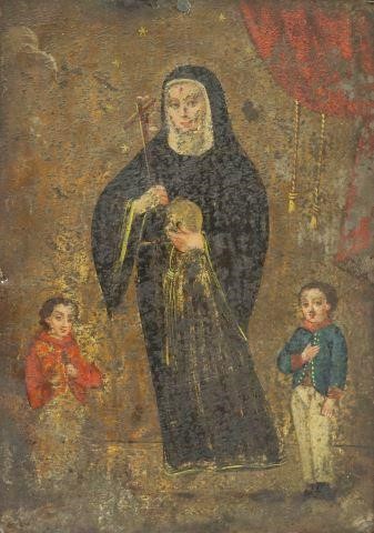 OIL ON TIN RETABLO, SAINT RITA OF