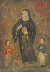OIL ON TIN RETABLO, SAINT RITA