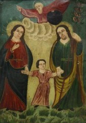 OIL ON TIN RETABLO, THE HOLY F
