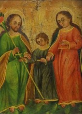OIL ON TIN RETABLO, THE HOLY F