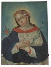 OIL ON TIN RETABLO, VIRGEN DE