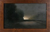 OIL ON WOOD PANEL "DRIVING BAC