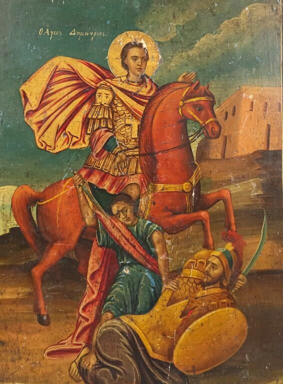 OIL ON WOOD PANEL ICON SAINT