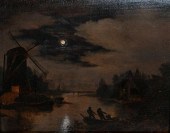 OIL ON WOOD PANEL MOONLIGHT RI