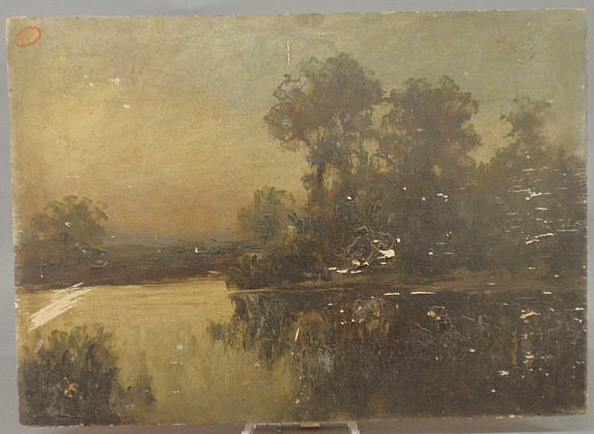 Oil on wood panel painting of an