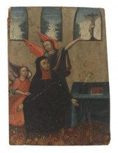 OIL ON WOOD PANEL RETABLO, SAI