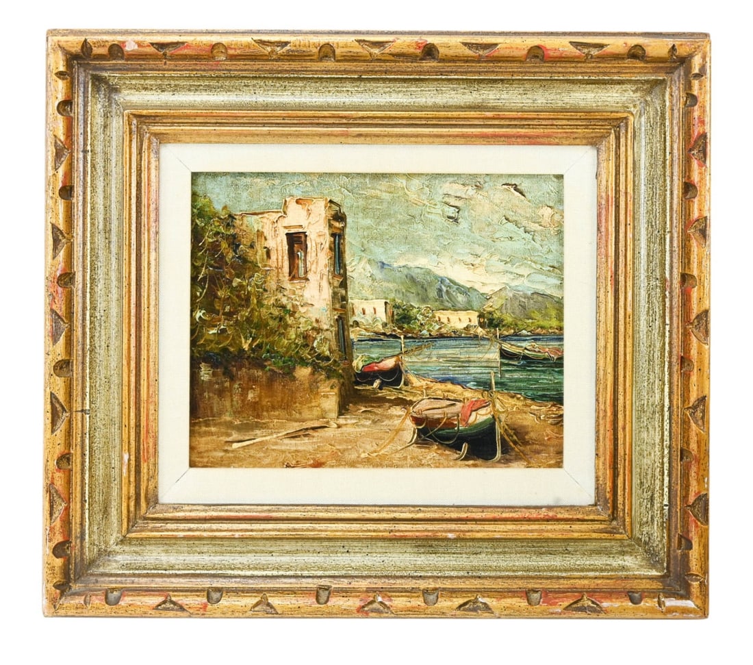 OIL PAINTING EUROPEAN SHORE LINE