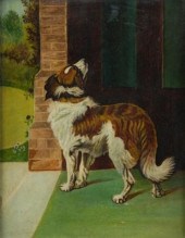 OIL PAINTING OF COLLIE DOG, LA