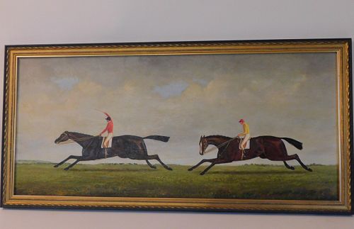 OIL PAINTING OF HORSE RACEVintage