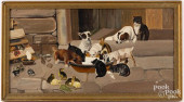 OIL PAINTING OF PUPPIES, KITTE