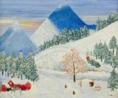 OIL PAINTING OF WINTER SCENE,