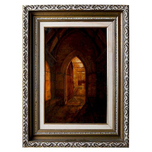 OIL PAINTING ON BOARD, INTERIOR
