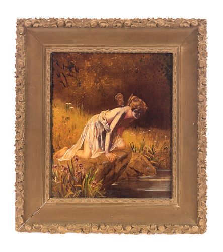 OIL PAINTING ON BOARD OF WINGED