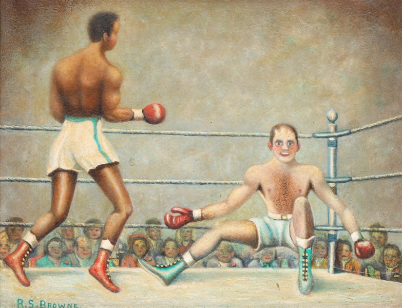Oil, R.S. Browne, boxer on the
