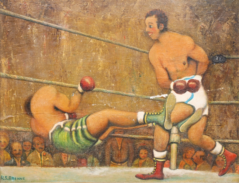 Oil, R.S. Browne, boxing match