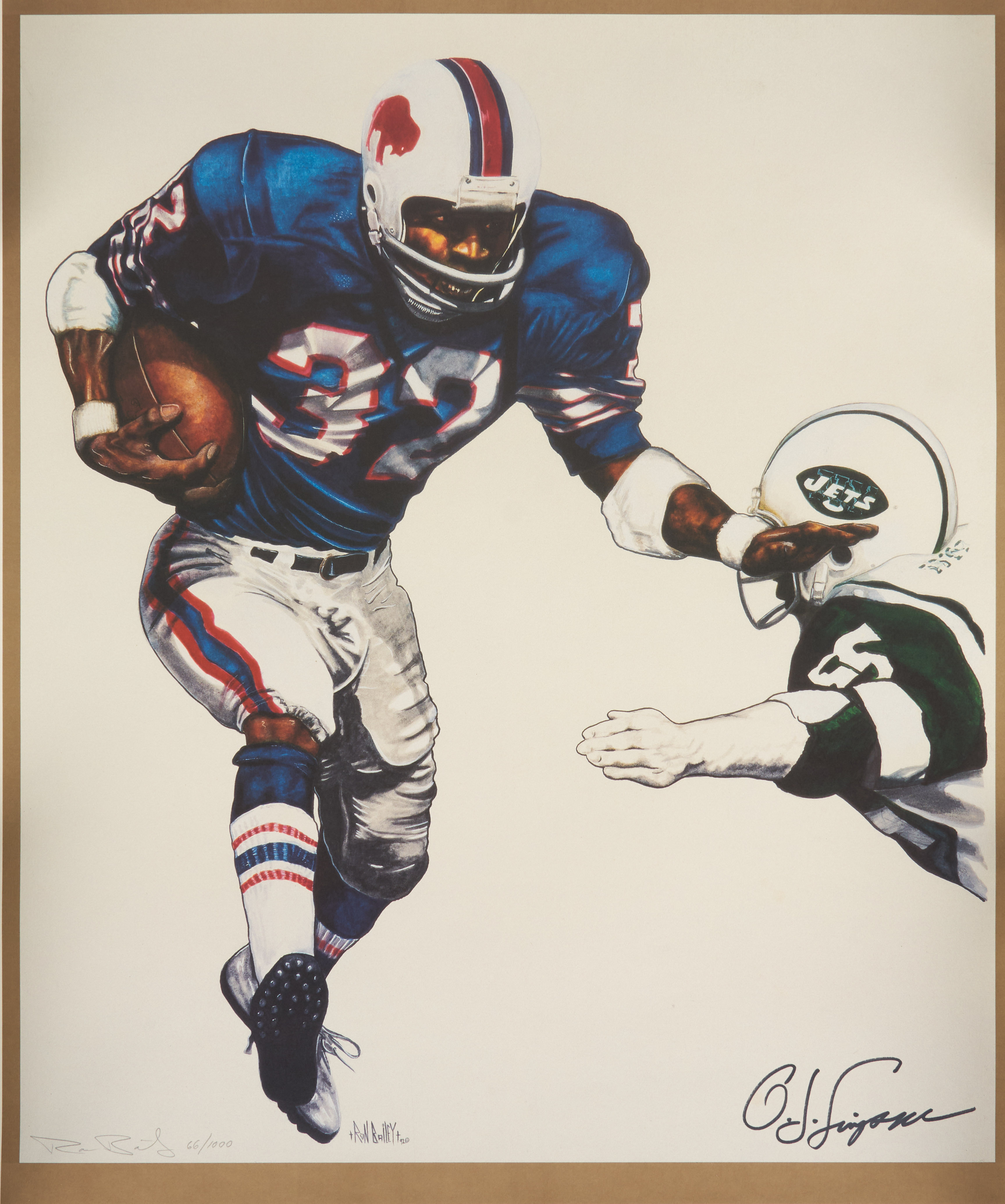 OJ Simpson signed lithograph, 24" x