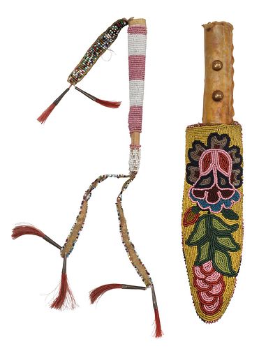 OJIBWAY KNIFE SHEATH AND PLAINS AWL