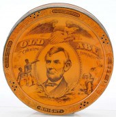 Old Abe Pie-Shape Tobacco Tin.