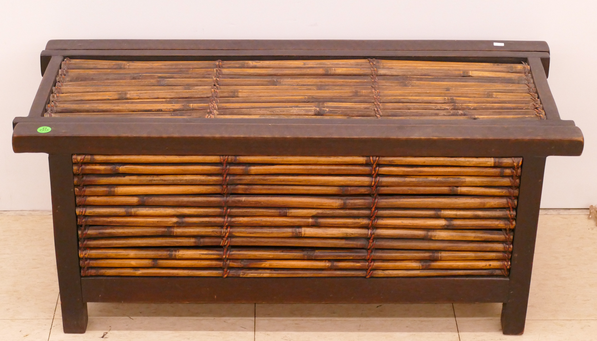Old Asian Style Bamboo Storage Bin-