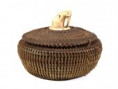 OLD BALEEN BASKET ESKIMO WALRU
