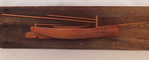 OLD CATBOAT HALF HULL MODELOld wood