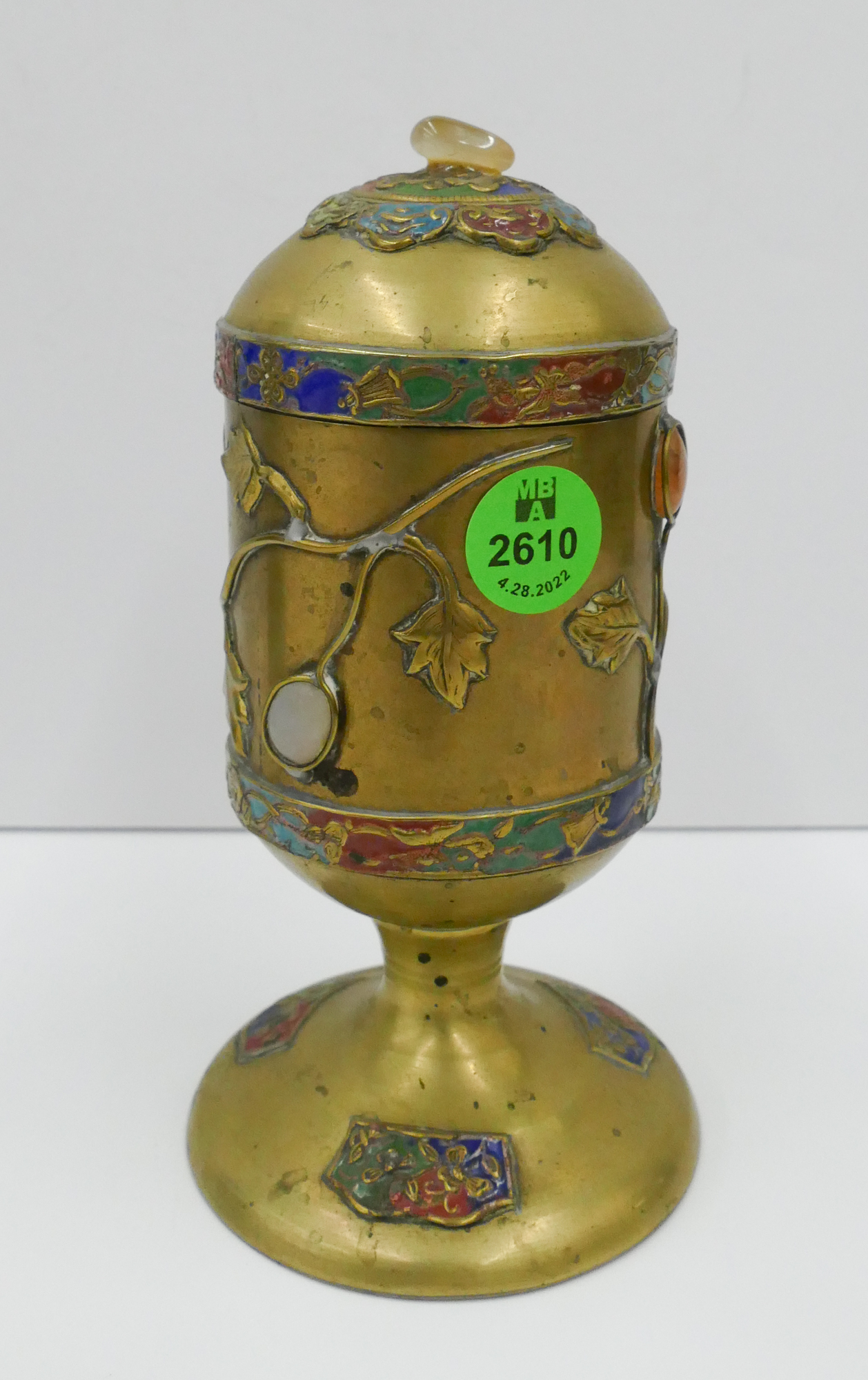 Old Chinese Brass Stone Applique