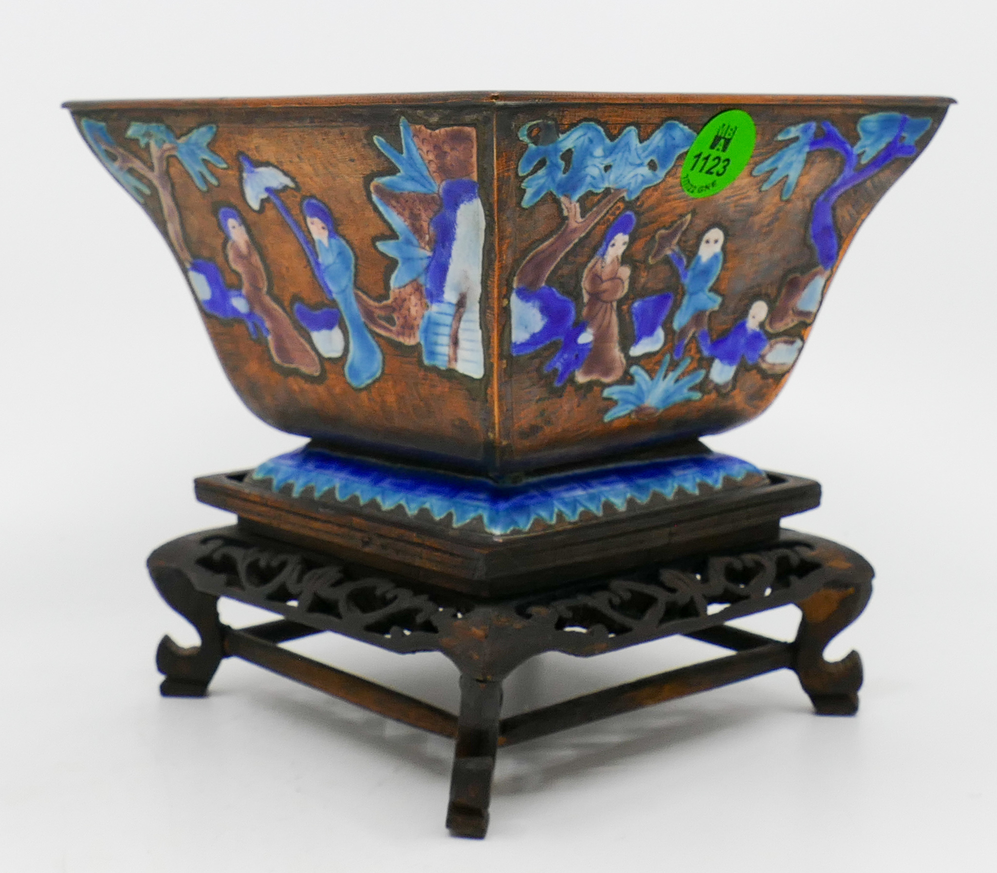 Old Chinese Enameled Copper Bowl on