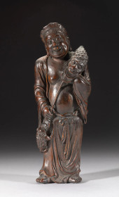 OLD CHINESE FIGURE WOOD CARVIN