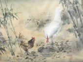 OLD CHINESE ROOSTERS PAINTING