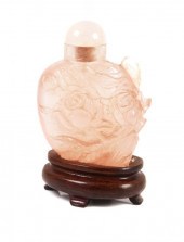 OLD CHINESE ROSE QUARTZ CARVED