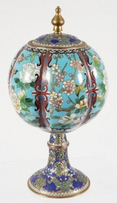 OLD CLOISONNE SPHERICAL JAR ON