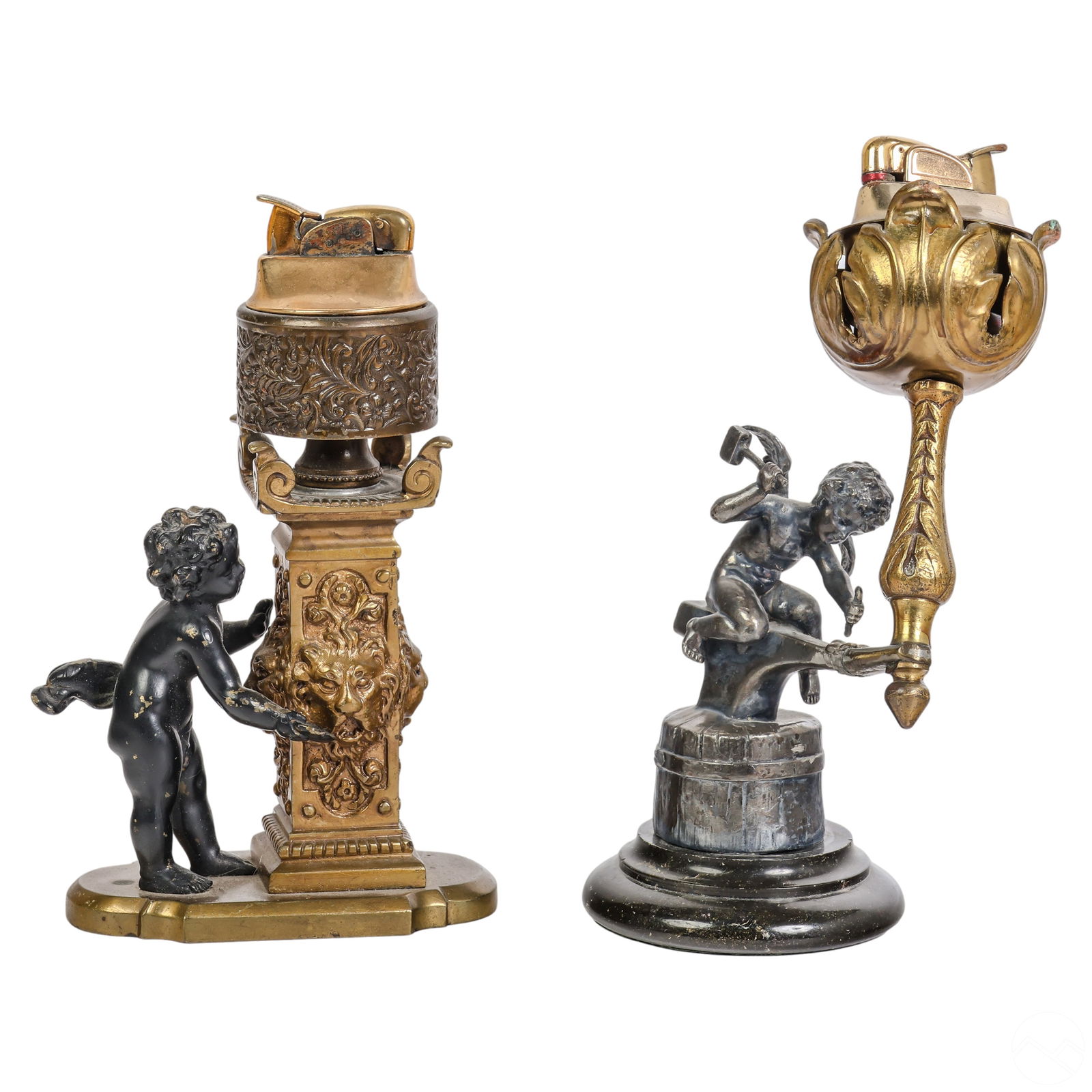 OLD FIGURAL PUTTI TABLETOP LIGHTERS