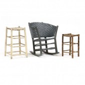 OLD HICKORY ROCKER AND TWO STO