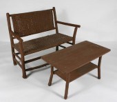 Old Hickory settee with woven