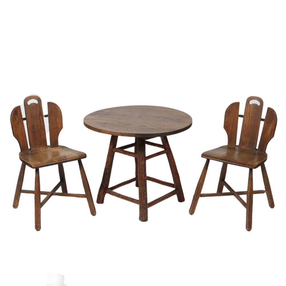 OLD HICKORY TABLE WITH OAK TOP