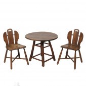 OLD HICKORY TABLE WITH OAK TOP