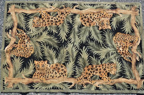 OLD HOOKED RUG OF LEOPARDSOld