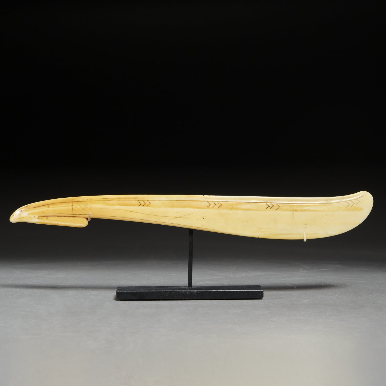 OLD INUIT CARVED TUSK SNOW STORY
