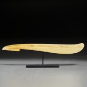 OLD INUIT CARVED TUSK SNOW STO