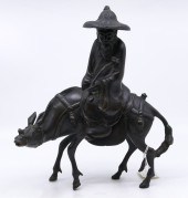 Old Japanese Bronze Jurojin Ri