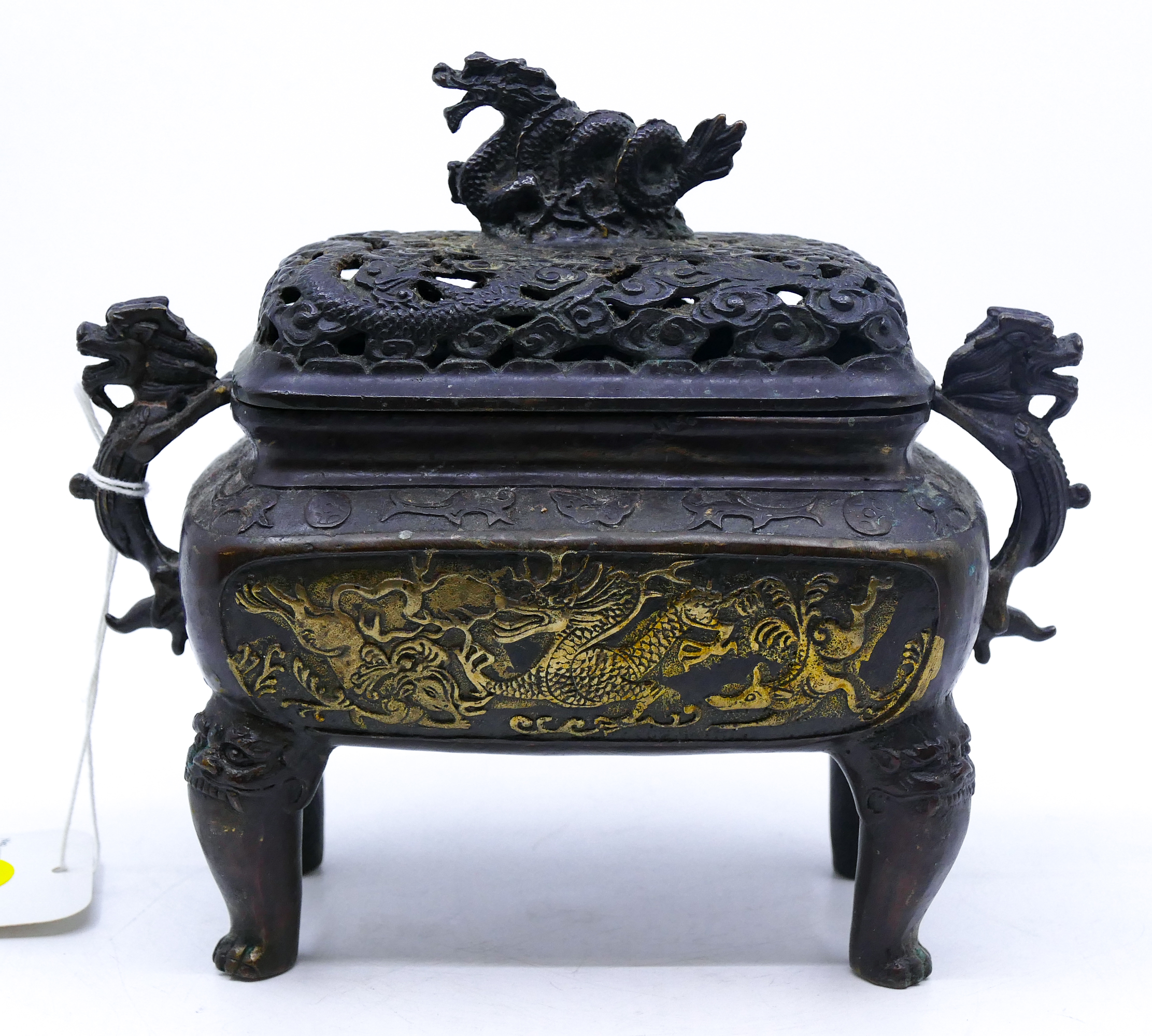 Old Japanese Bronze Koro Dragon