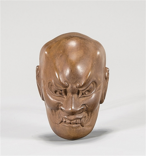 Old Japanese carved wood Noh mask