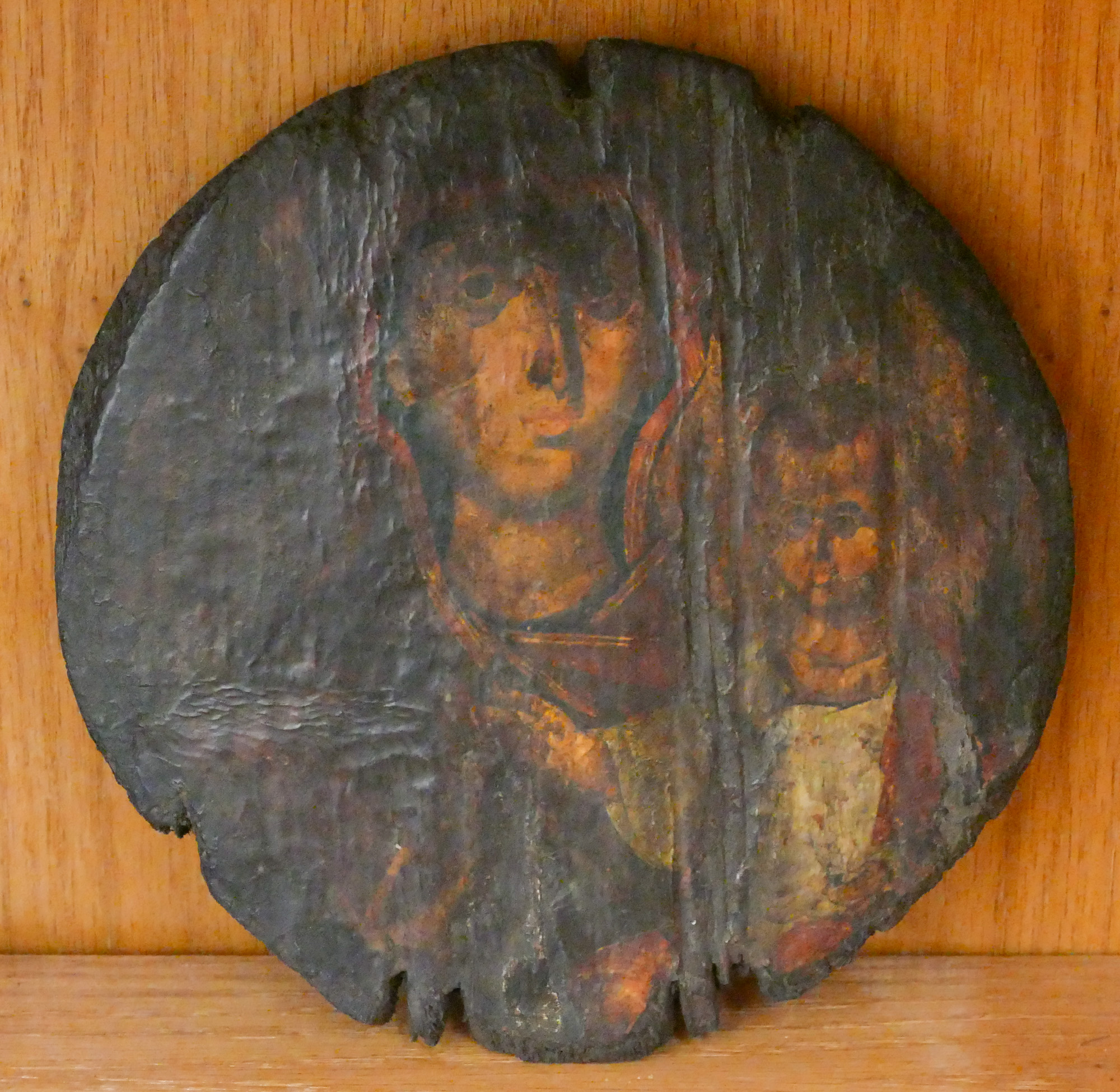 Old Madonna Wood Religious Icon 8''