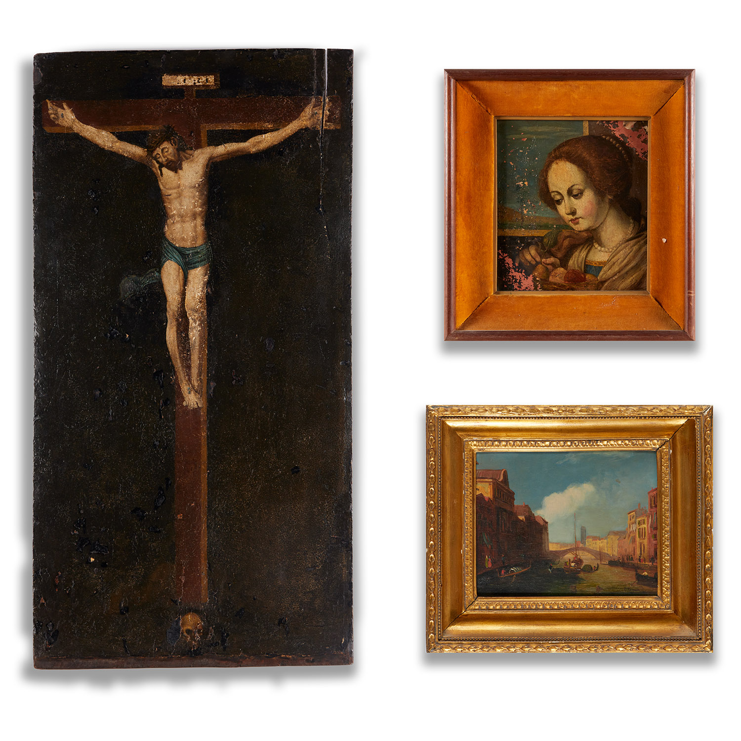 OLD MASTER SCHOOL, (3) OILS ON