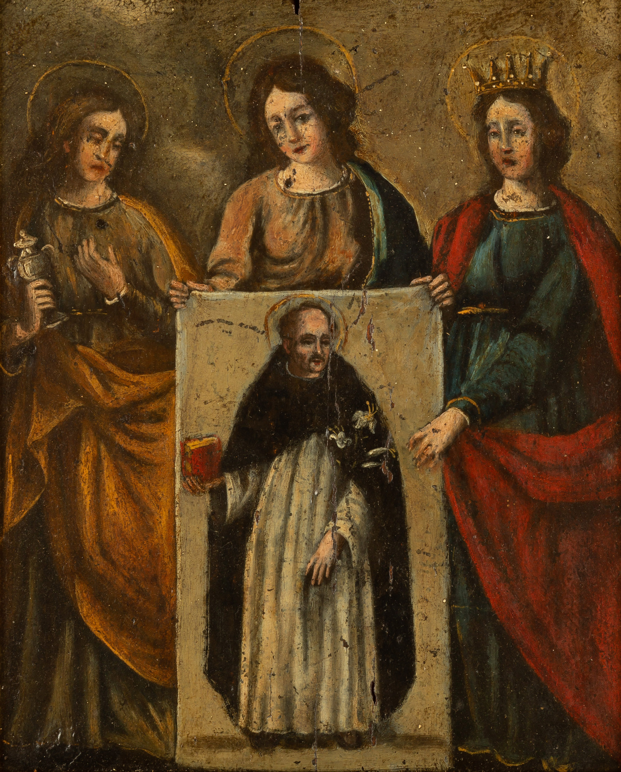 OLD MASTERS SCHOOL ICON oil on