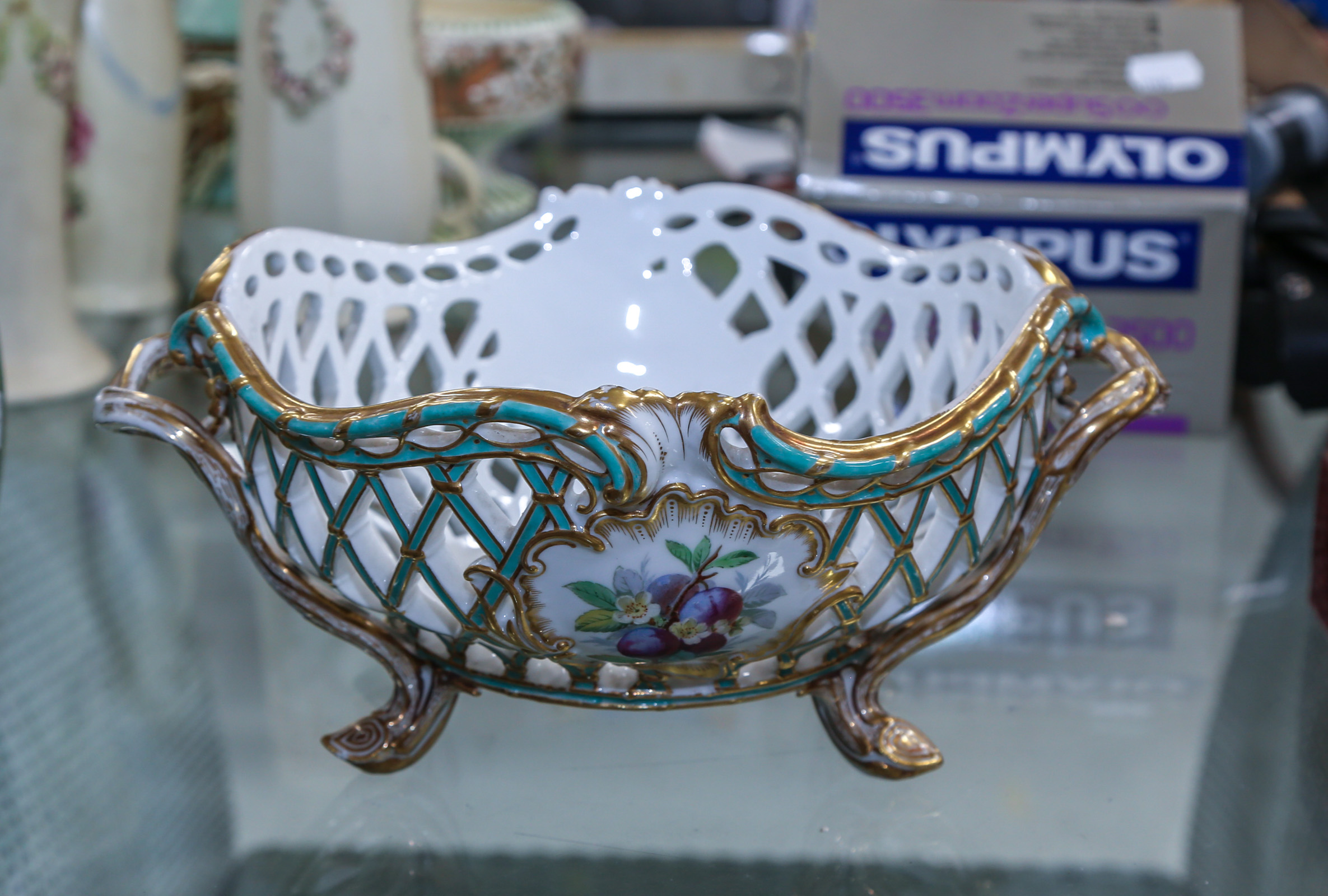 OLD PARIS PORCELAIN BASKET 3rd