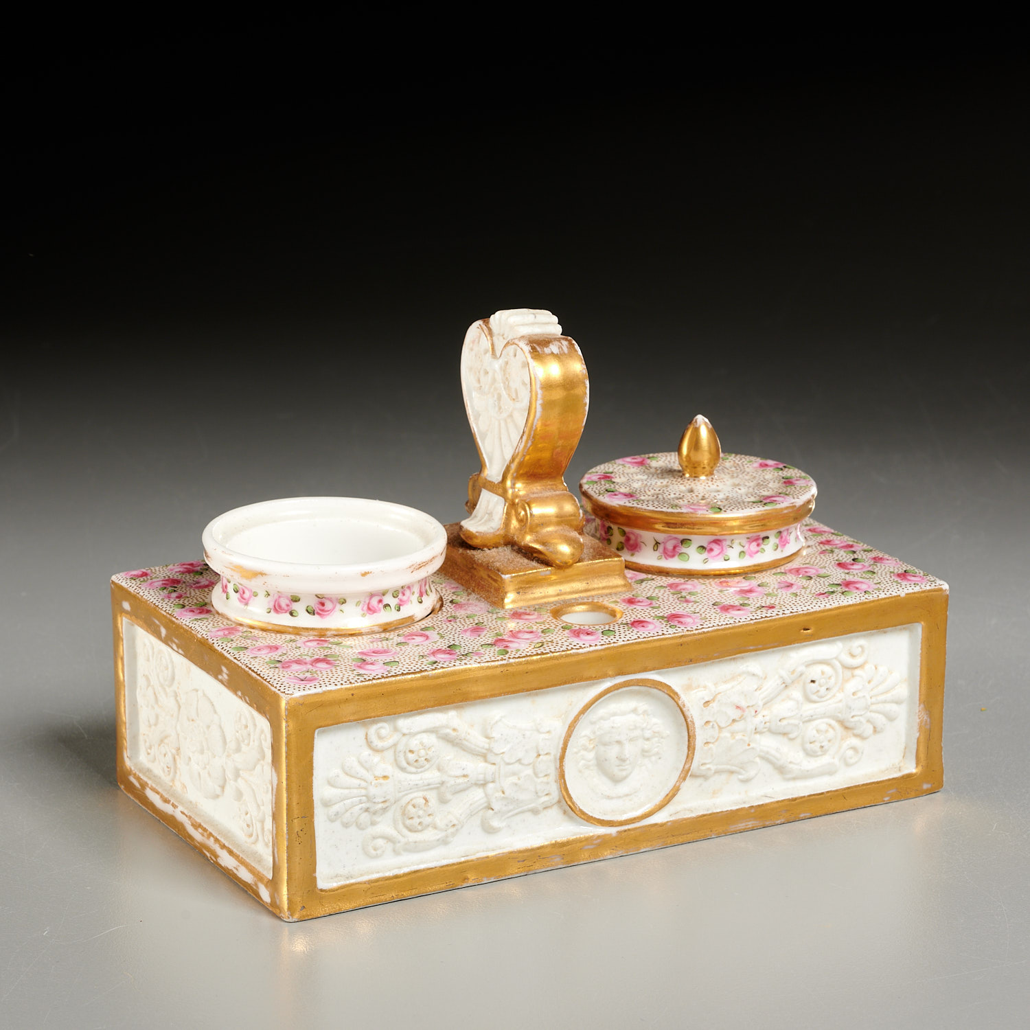 OLD PARIS PORCELAIN ENCRIER INKWELL