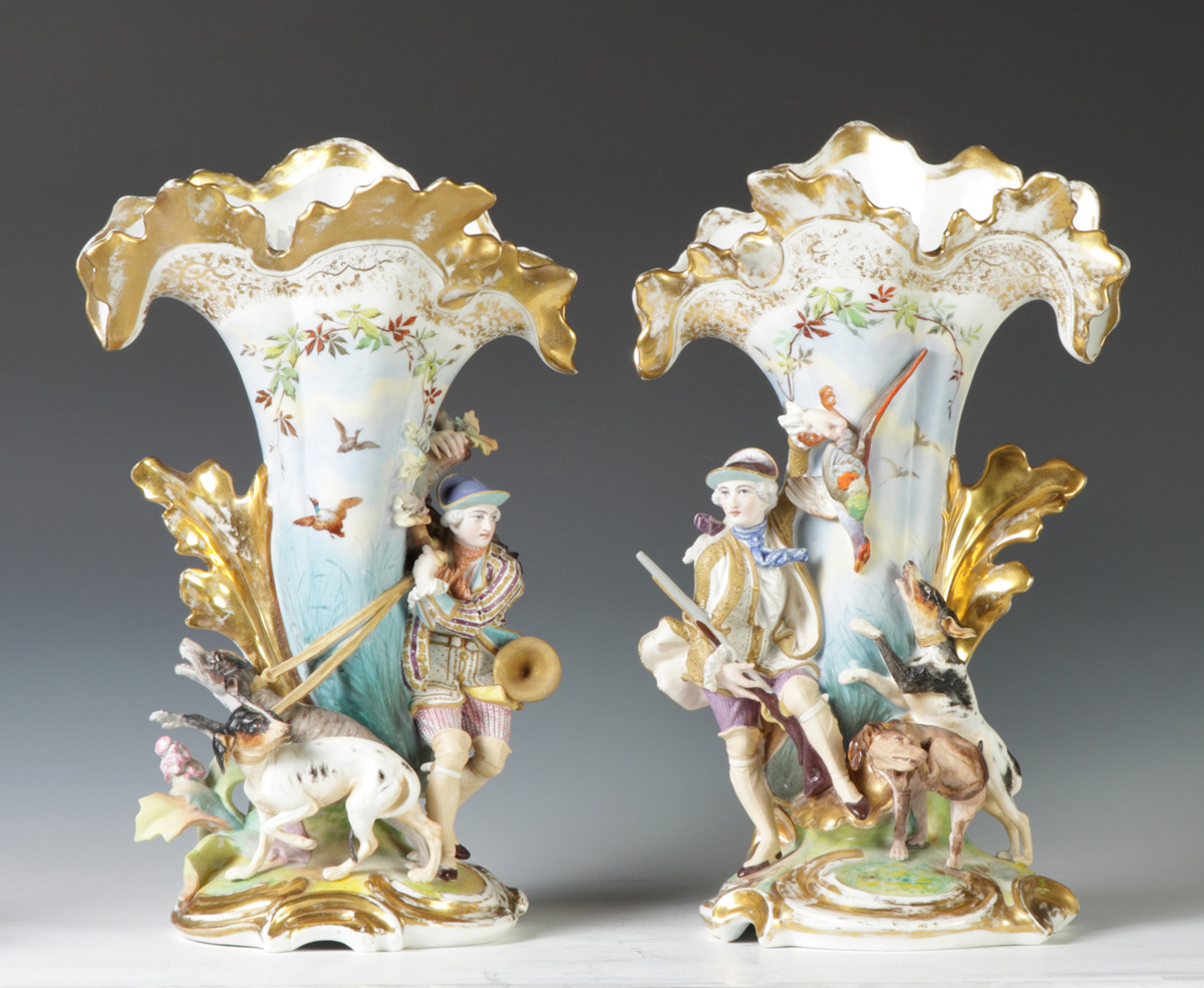 Old Paris Porcelain Spill Vases