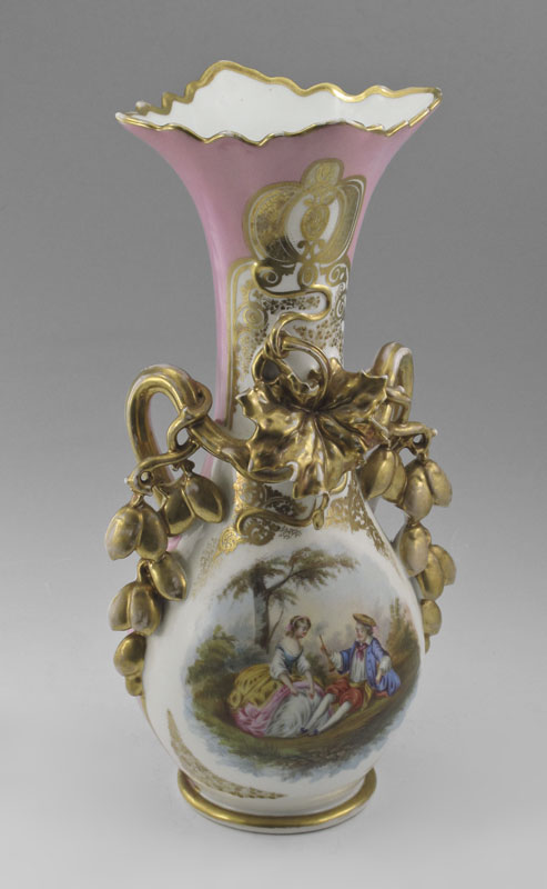 OLD PARIS PORCELAIN VASE: 17'' tall