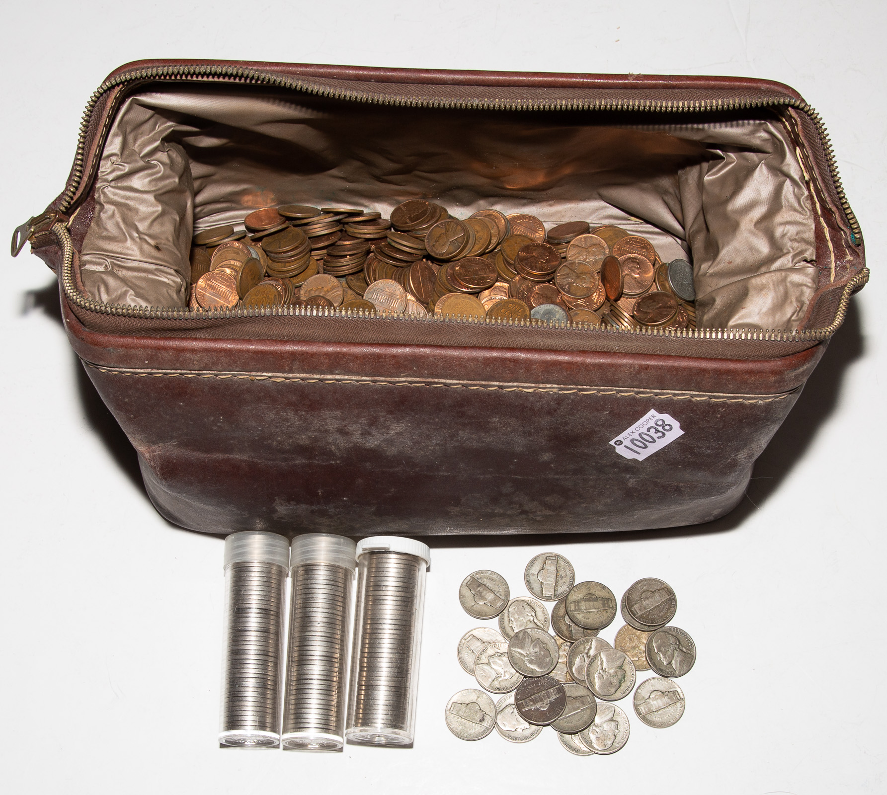 OLD SHAVING BAG FILLED NICKEL ROLLS